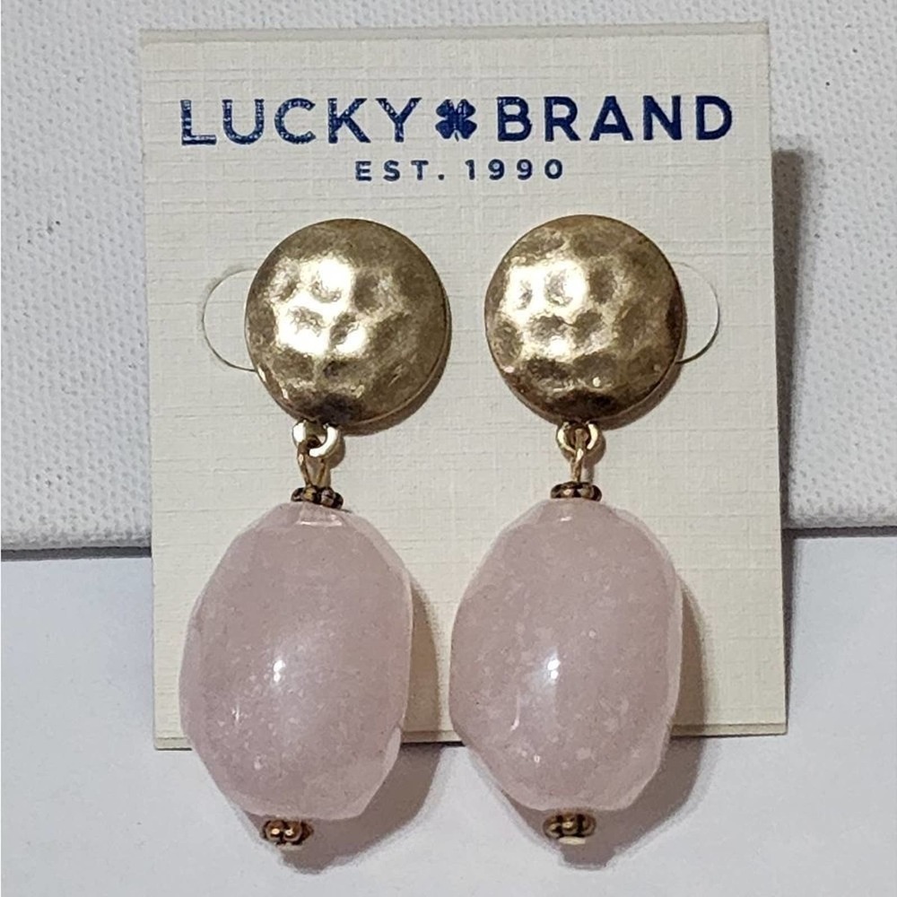 LUCKY Pink And Gold brand crystal dangle earrings‎ new!!!